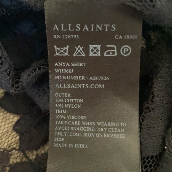 NWT All Saints Anya navy lace embroidered top 4 - Picture 13 of 13